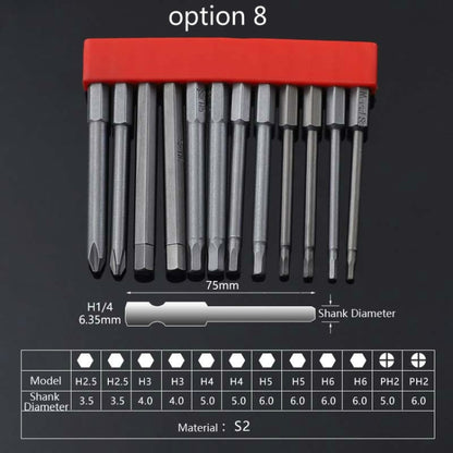 12 PCS / Set Screwdriver Bit With Magnetic S2 Alloy Steel Electric Screwdriver, Specification:8 - Drill & Drill Bits by PMC Jewellery | Online Shopping South Africa | PMC Jewellery | Buy Now Pay Later Mobicred