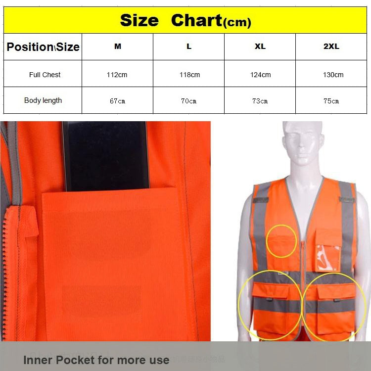 Multi-pockets Safety Vest Reflective Workwear Clothing, Size:XXL-Chest 130cm(Yellow) - Reflective Safety Clothing by PMC Jewellery | Online Shopping South Africa | PMC Jewellery | Buy Now Pay Later Mobicred