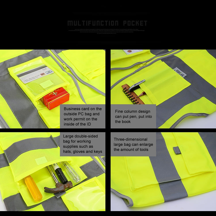 Multi-pockets Safety Vest Reflective Workwear Clothing, Size:XXL-Chest 130cm(Yellow) - Reflective Safety Clothing by PMC Jewellery | Online Shopping South Africa | PMC Jewellery | Buy Now Pay Later Mobicred