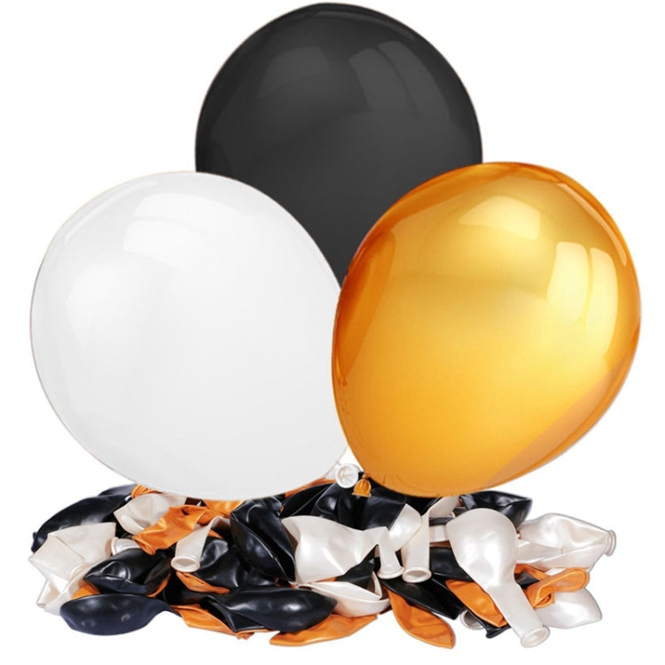 45 PCS 12 Inch Pearl Latex Balloons Birthday Wedding Party Decor with Colored Ribbon(Black + gold) - Balloons by PMC Jewellery | Online Shopping South Africa | PMC Jewellery