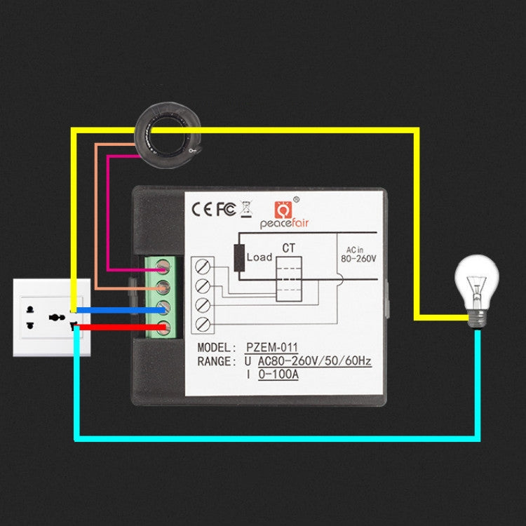 peacefair PZEM-011 AC Digital Display Multi-function Voltage and Current Meter Electrician Instrument, Specification:Host + Opening CT - free shipping - PMC Jewellery - Order now!