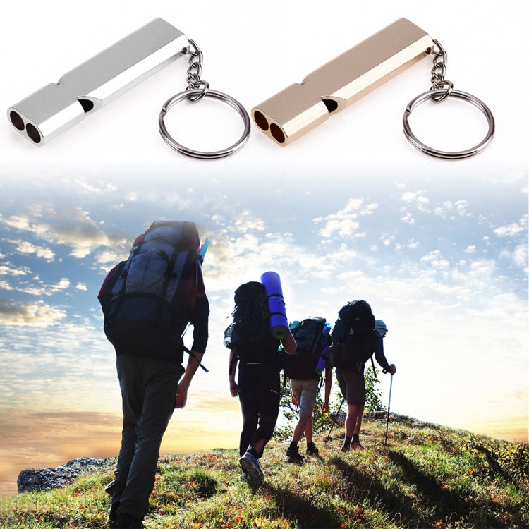 3 PCS Mini Portable 120db Double Pipe High Decibel Outdoor Camping Hiking Survival Whistle Double-frequency Emnergecy Whistle Keychain(Silver) - Emergency Tools by YYEDC | Online Shopping South Africa | PMC Jewellery