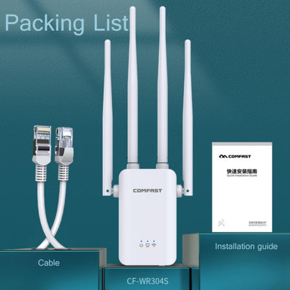 Comfast CF-WR304S 300M 4 Antenna Wireless Repeater High-Power Through-Wall WIFI Signal Amplifier, Specification:UK Plug - Broadband Amplifiers by Comfast | Online Shopping South Africa | PMC Jewellery | Buy Now Pay Later Mobicred