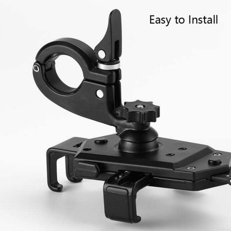 Bicycle Mobile Phone Holder Can Rotate And Adjust Fixed Aluminum Alloy Bracket Automatic Grab Bracket, Style:Handlebar Installation(Black) - Holders by PMC Jewellery | Online Shopping South Africa | PMC Jewellery | Buy Now Pay Later Mobicred