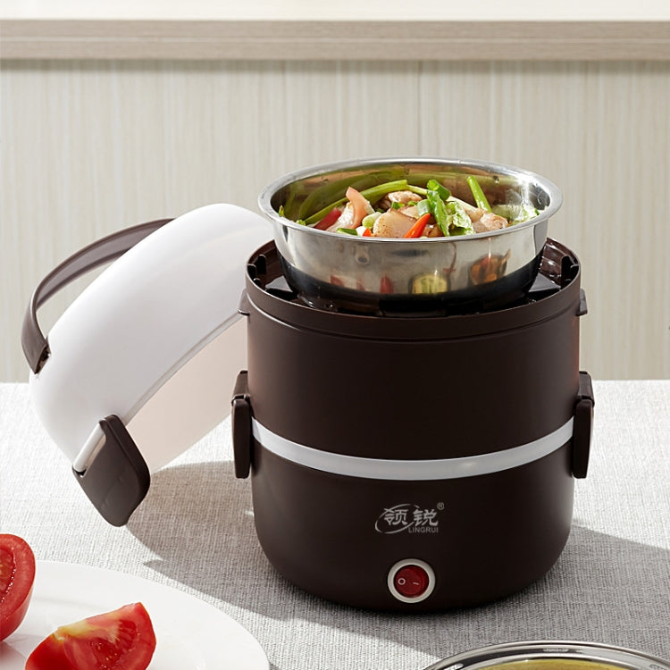 LINGRUI Multi-Function Electric Lunch Box Electric Heating Insulation Cooking Mini Rice Cooker, CN Plug, Specification:Double Layer(Purple) - free shipping - PMC TechLife - Order now!