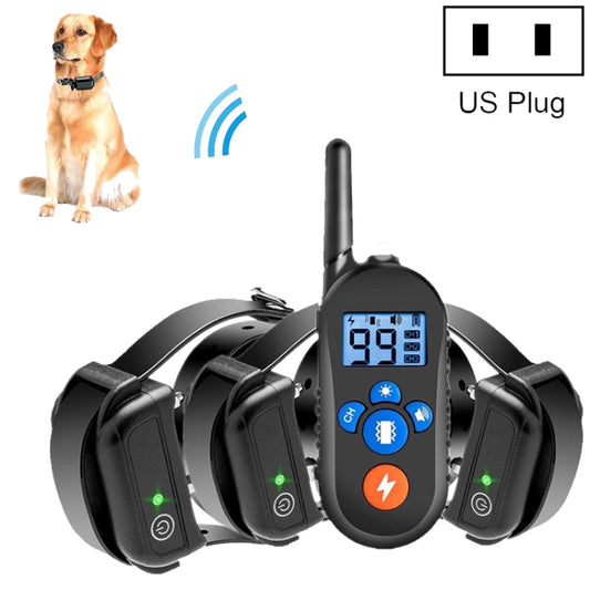 800m Remote Control Electric Shock Bark Stopper Vibration Warning Pet Supplies Electronic Waterproof Collar Dog Training Device, Style:556-3(US Plug) - Training Aids by PMC Jewellery | Online Shopping South Africa | PMC Jewellery | Buy Now Pay Later Mobicred