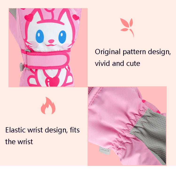 Cartoon Cat Pattern Girls Cute Cotton Gloves Children Ski Windproof and Warm Gloves Non-Slip and Waterproof Riding Gloves, Size: S(Pink) - Children Gloves by PMC Jewellery | Online Shopping South Africa | PMC Jewellery | Buy Now Pay Later Mobicred