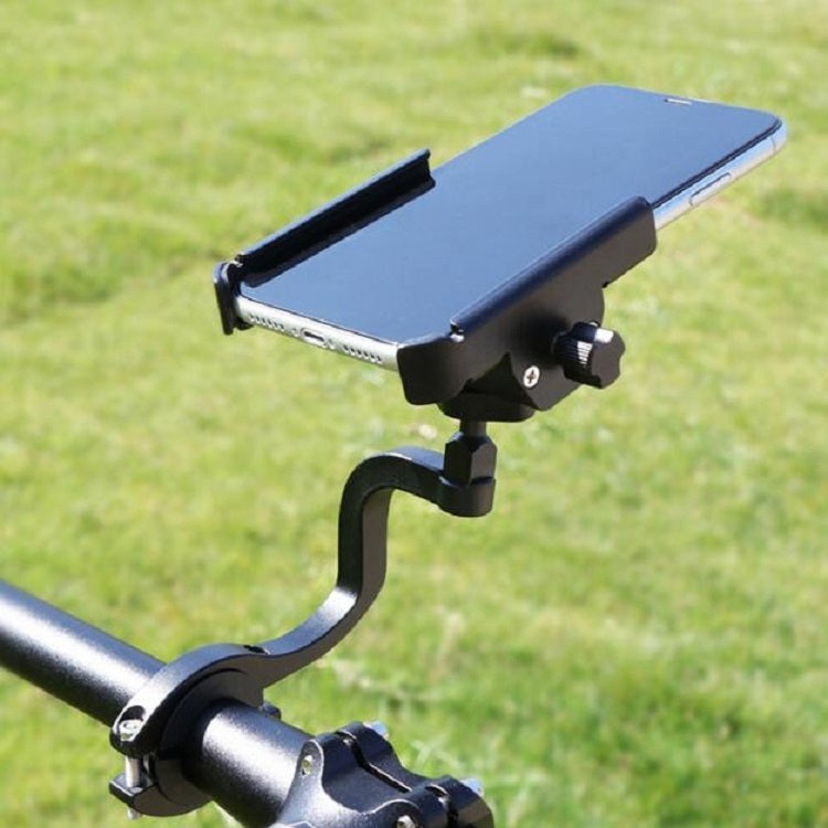 CYCLINGBOX Aluminum Alloy Mobile Phone Holder Bicycle Riding Takeaway Rotatable Metal Mobile Phone Bracket, Style:Heightened Handlebar Installation(Titanium) - Holders by CYCLINGBOX | Online Shopping South Africa | PMC Jewellery | Buy Now Pay Later Mobicred