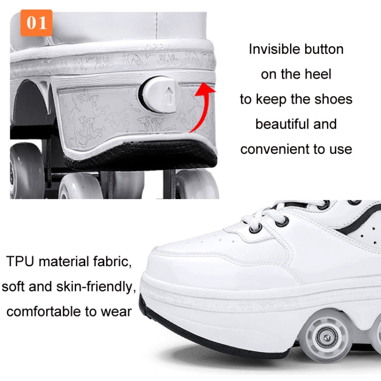 DF06 Walking Shoes Four-wheel Retractable Roller Skates, Size:40(Black) - Children Shoes by PMC Jewellery | Online Shopping South Africa | PMC Jewellery