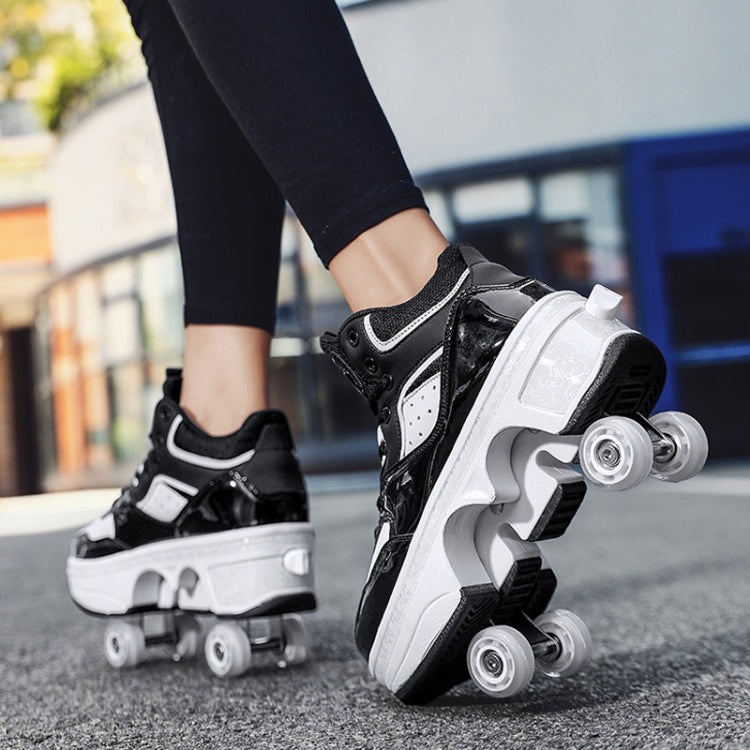 DF06 Walking Shoes Four-wheel Retractable Roller Skates, Size:40(Black) - Children Shoes by PMC Jewellery | Online Shopping South Africa | PMC Jewellery