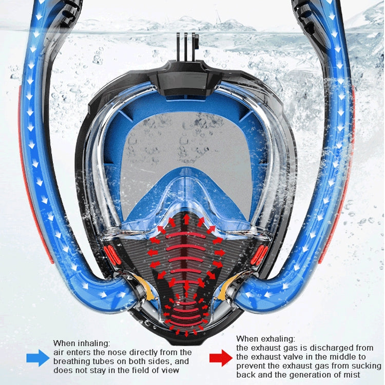 Snorkeling Mask Double Tube Silicone Full Dry Diving Mask Adult Swimming Mask Diving Goggles, Size: S/M(Black/Blue) - Diving Mask by PMC Jewellery | Online Shopping South Africa | PMC Jewellery | Buy Now Pay Later Mobicred