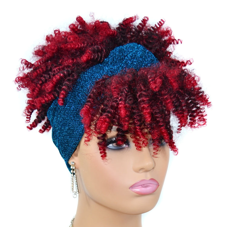 Headscarf Wig Black Gradient Small Curly Wig Explosive Headgear, Colour: 7.TJB0-4T30# - free shipping - PMC TechLife - Order now!