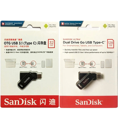 SanDisk Type-C + USB 3.1 Interface OTG High Speed Computer Phone U Disk, Colour: SDDDC3 Black Plastic Shell, Capacity: 64GB - USB Flash Drives by SanDisk | Online Shopping South Africa | PMC Jewellery | Buy Now Pay Later Mobicred