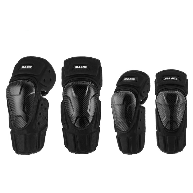 SULAITE Off-Road Motorcycle Windproof Warmth Drop-Proof Breathable Carbon Fiber Protective Gear, Specification: Knee Pads+Elbow Pads - Protective Gear by SULAITE | Online Shopping South Africa | PMC Jewellery | Buy Now Pay Later Mobicred