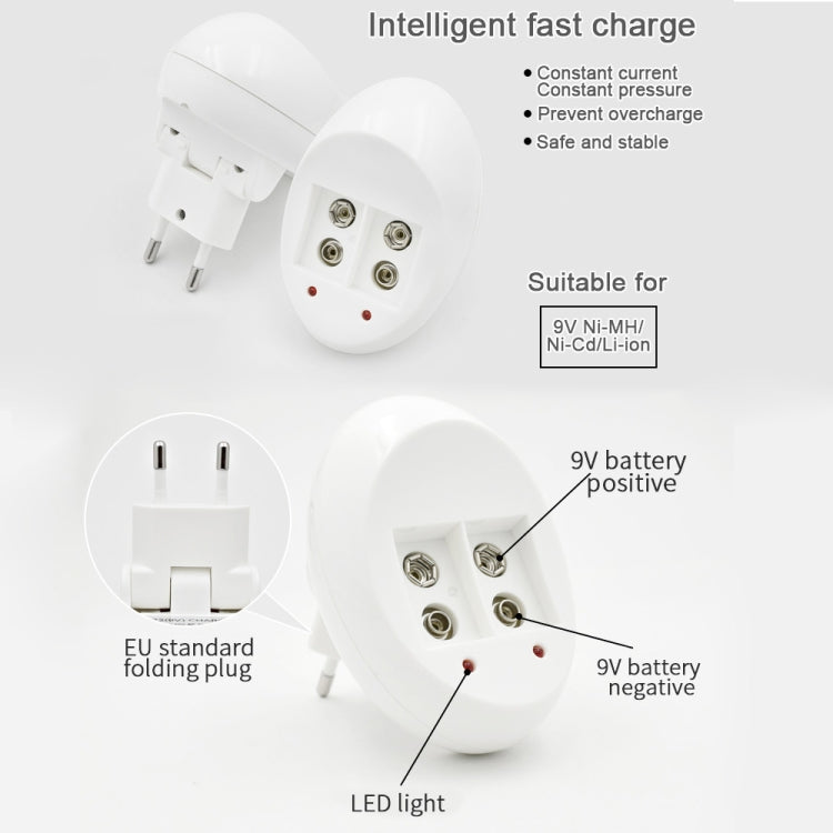 9V L-ion Rechargeable Battery 6F22 9V Lithium Batteries Charger(EU Plug) - Charger & Converter by PMC Jewellery | Online Shopping South Africa | PMC Jewellery