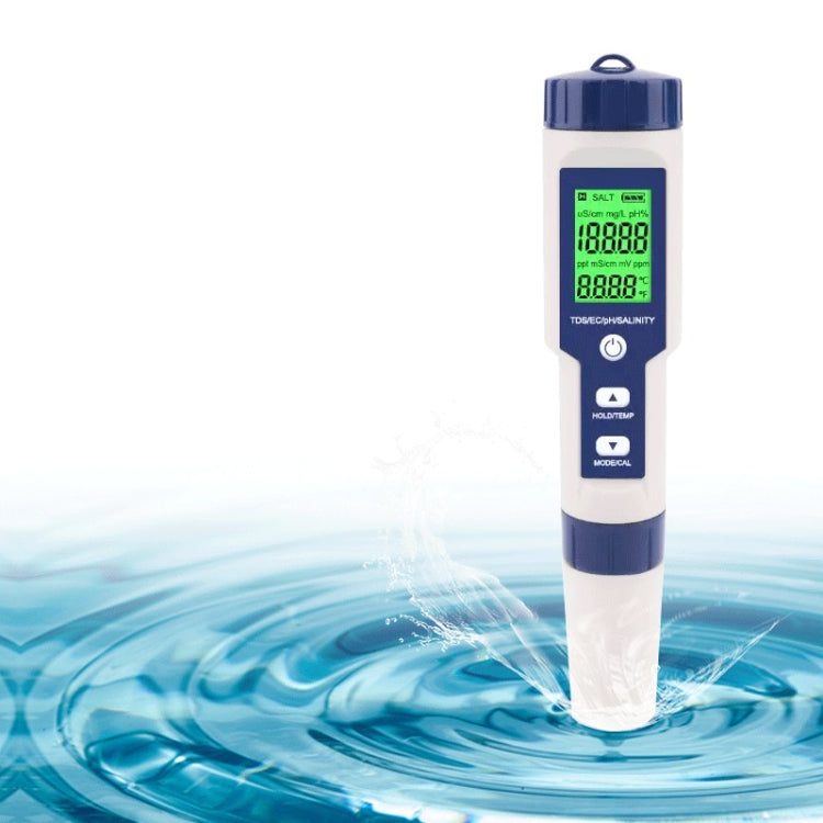 EZ-9909 PH/Salinity/Temperature/TDS/EC 5-in-1 Test Pen Multifunctional Water Quality Detector - free shipping - PMC Jewellery - Order now!