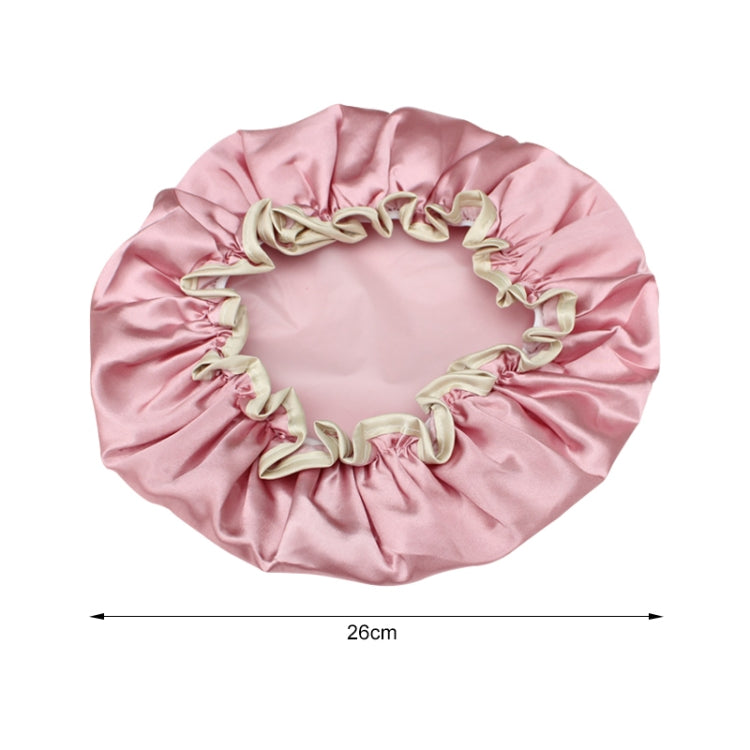 Lovely Thick Women Satin Colorful Double Waterproof Hair Cover Bathing Cap(Pink) - Bath Supplies by PMC Jewellery | Online Shopping South Africa | PMC Jewellery | Buy Now Pay Later Mobicred