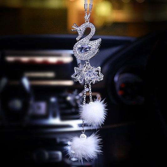 Car Pendant Crystal Swan Car Rearview Mirror Pendant - Ornaments by PMC Jewellery | Online Shopping South Africa | PMC Jewellery | Buy Now Pay Later Mobicred