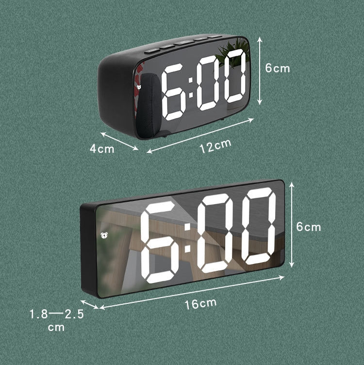 Mirror Bedside Alarm Clock Battery Plug-In Dual-Purpose LED Clock, Colour: Rectangle Black Shell (Black Surface Red light) - Alarm Clocks by PMc TechLife | Online Shopping South Africa | PMc TechLife | Buy Now Pay Later Mobicred
