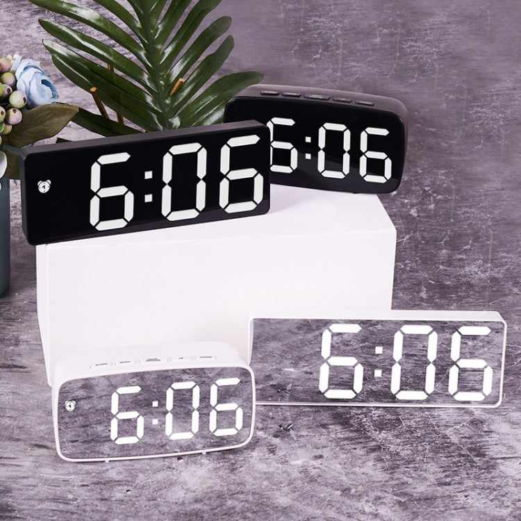 Mirror Bedside Alarm Clock Battery Plug-In Dual-Purpose LED Clock, Colour: Rectangular White Shell (Mirror Red Light) - Alarm Clocks by PMc TechLife | Online Shopping South Africa | PMc TechLife | Buy Now Pay Later Mobicred