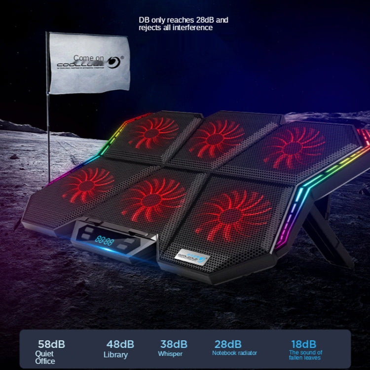 COOLCOLD RGB Notebook Radiator Six Fan Adjustable Laptop Cooling Base 5V Touch 12 Symphony Version - Cooling Pads by COOLCOLD | Online Shopping South Africa | PMC Jewellery | Buy Now Pay Later Mobicred