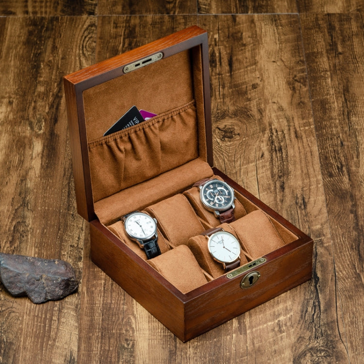 6 Slots Willow Watch Storage Box Jewelry Collection Display Box With Lock(Square) - free shipping - PMc TechLife - Order now!