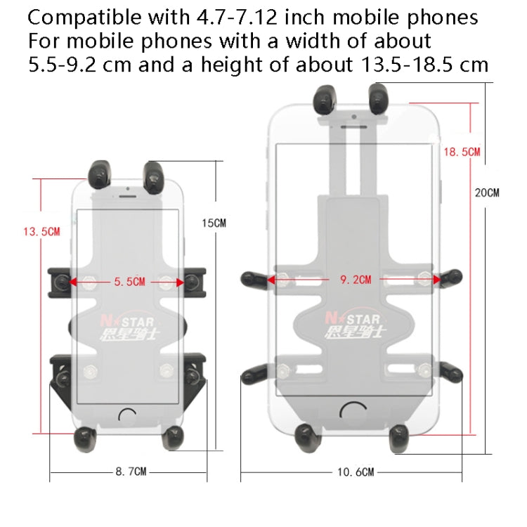 N-STAR NJN001 Motorcycle Bicycle Compatible Mobile Phone Bracket Aluminum Accessories Riding Equipment(With T Head) - Holders by N-STAR | Online Shopping South Africa | PMC Jewellery | Buy Now Pay Later Mobicred