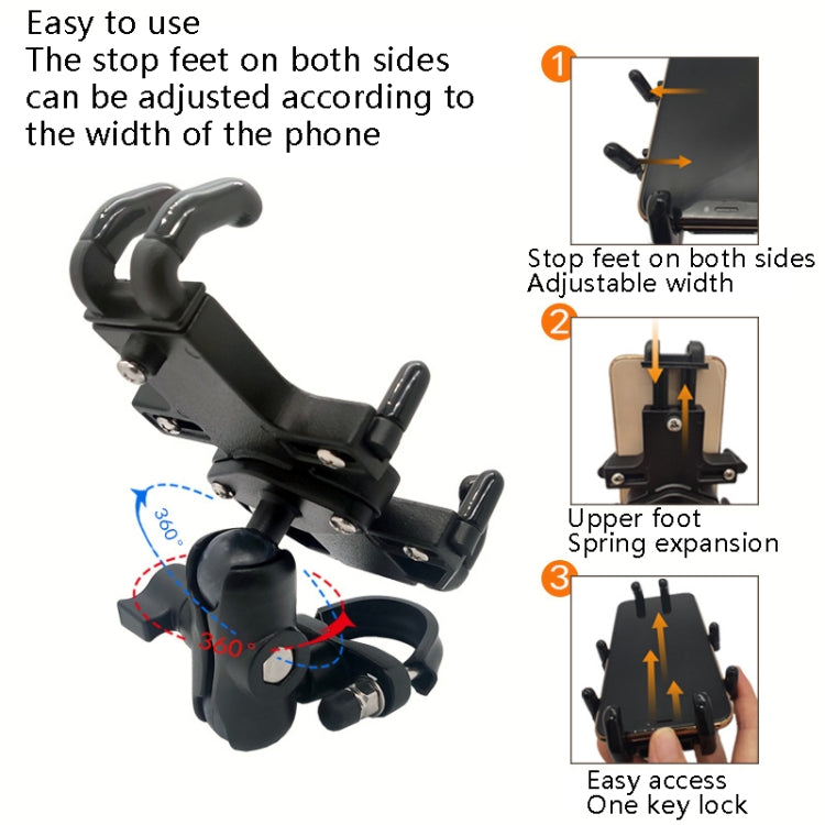 N-STAR NJN001 Motorcycle Bicycle Compatible Mobile Phone Bracket Aluminum Accessories Riding Equipment(With Crooked Ball Head) - Holders by N-STAR | Online Shopping South Africa | PMC Jewellery | Buy Now Pay Later Mobicred