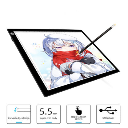 Copy Station Anime Drain Station LED Copy Board With Magnetic Suction Light Board Drawing Plate With USB Cable, Specification: A4 3 Gear Dimming (Black) -  by PMC Jewellery | Online Shopping South Africa | PMC Jewellery | Buy Now Pay Later Mobicred