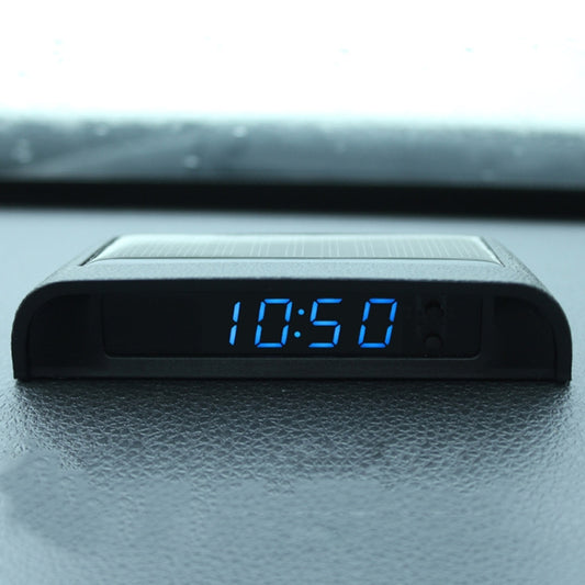 Solar Night Light Car Clock Automotive Electronic Clock Temperature Time+Date+Week+Temperature(Blue Light) - Clocks & Car Meters by PMC Jewellery | Online Shopping South Africa | PMC Jewellery | Buy Now Pay Later Mobicred