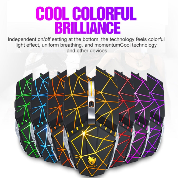 T-WOLF Q15 6-Buttons 1600 DPI Wireless Rechargeable Mute Office Gaming Mouse with 7 Color Breathing Light(Pearl White) - Wireless Mice by T-WOLF | Online Shopping South Africa | PMC Jewellery | Buy Now Pay Later Mobicred