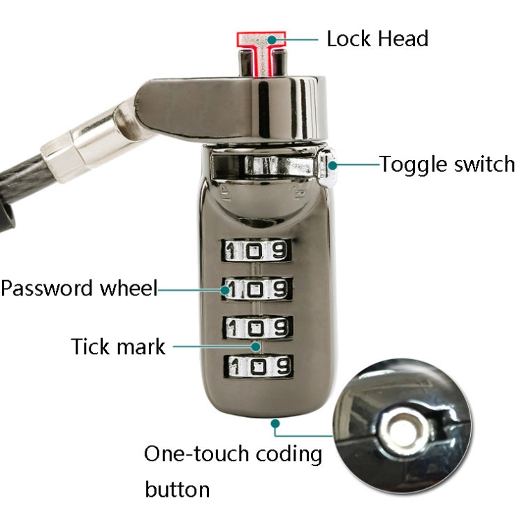 YF21067 Digital Device Anti-Theft Lock  Laptop Lock(Black) - Gadget by PMC Jewellery | Online Shopping South Africa | PMC Jewellery | Buy Now Pay Later Mobicred