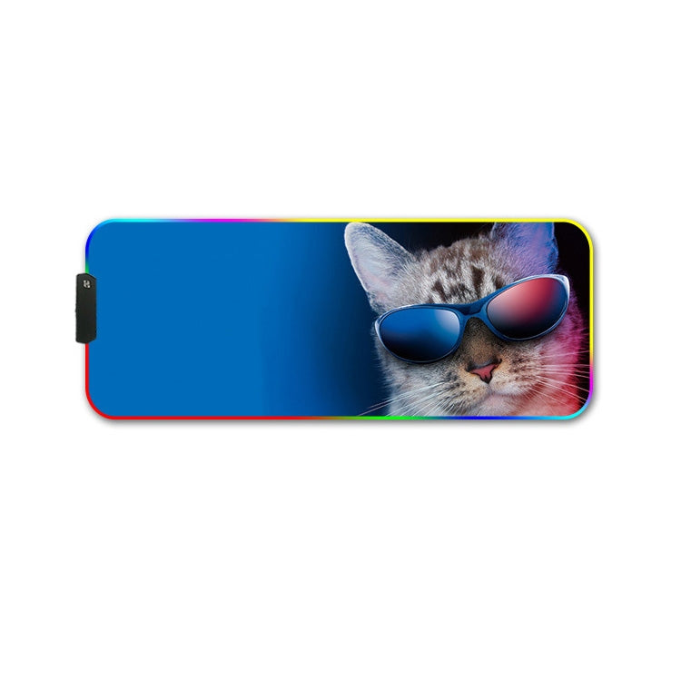 260x390x3mm F-01 Rubber Thermal Transfer RGB Luminous Non-Slip Mouse Pad(Glasses Cat) - Mouse Pads by PMC Jewellery | Online Shopping South Africa | PMC Jewellery | Buy Now Pay Later Mobicred