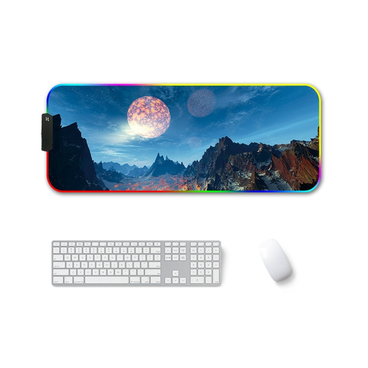 300x800x3mm F-01 Rubber Thermal Transfer RGB Luminous Non-Slip Mouse Pad(Snow Peak) - Mouse Pads by PMC Jewellery | Online Shopping South Africa | PMC Jewellery | Buy Now Pay Later Mobicred