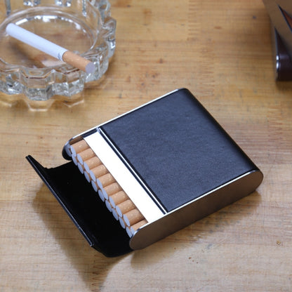 Men Metal Fiber Leather Magnetic Buckle Cigarette Case(Red) - Cigarette Box & Ashtrays by PMC Jewellery | Online Shopping South Africa | PMC Jewellery