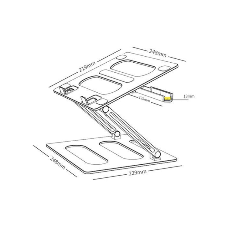 Oatsbasf Z08 Metal Notebook Support Adjustable Desktop Increase Notebook Stand(Gray) - Laptop Stand by Oatsbasf | Online Shopping South Africa | PMC Jewellery | Buy Now Pay Later Mobicred