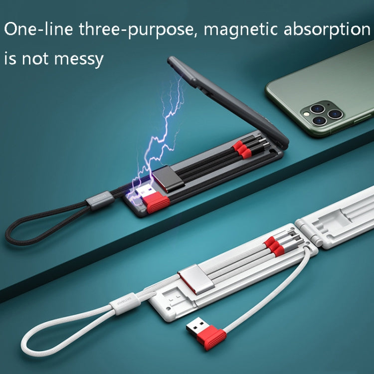 Oatsbasf 03083 Portable Multi-Function Micro USB + USB-C / Type-C + 8 Pin 3 in 1 Charging Cable(Gray) - free shipping - PMC Jewellery - Order now!