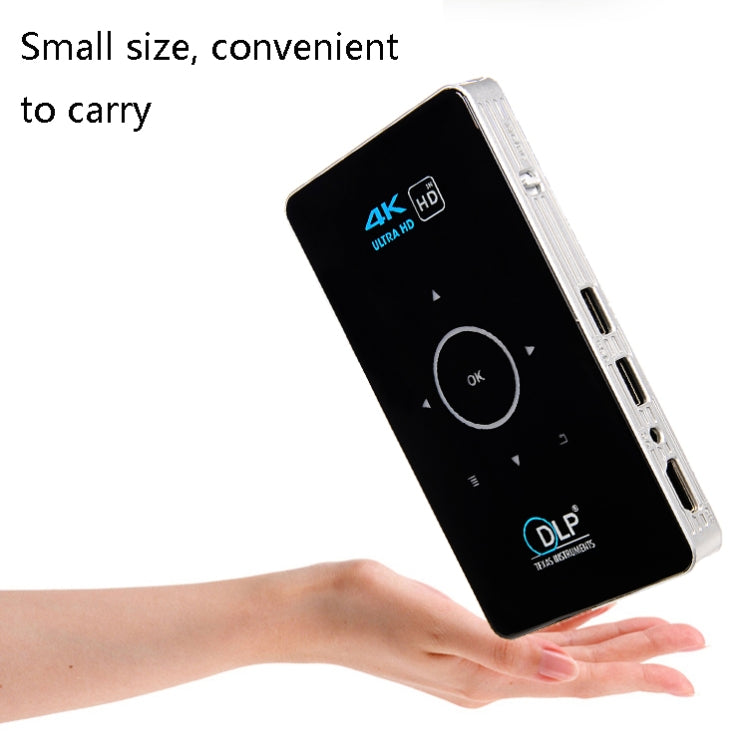 C6 1G+8G Android System Intelligent DLP HD Mini Projector Portable Home Mobile Phone Projector， AU Plug (Black) - Mini Projector by PMC Jewellery | Online Shopping South Africa | PMC Jewellery | Buy Now Pay Later Mobicred