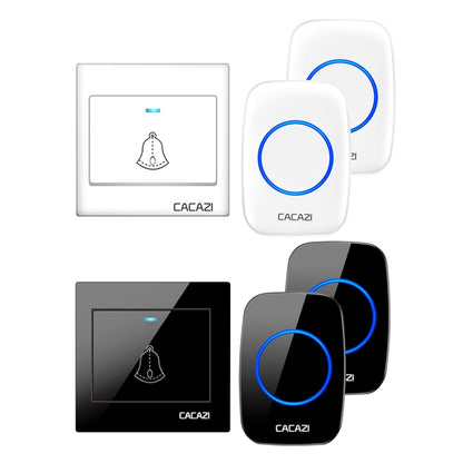 CACAZI H10 1 For 2 Home Wireless Music Doorbell without Battery, Plug:UK Plug(Black) - Wireless Doorbell by CACAZI | Online Shopping South Africa | PMC Jewellery