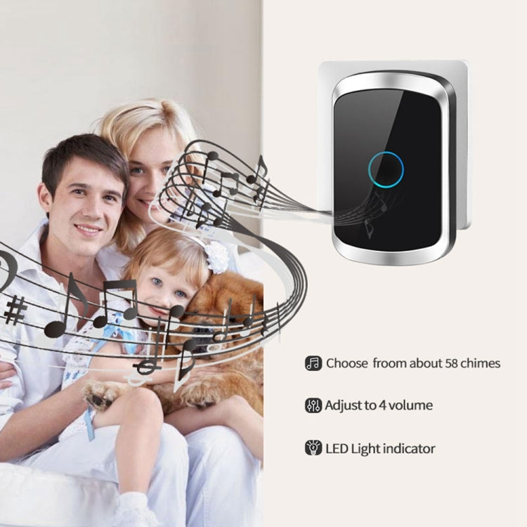 CACAZI A50 1 For 1 Wireless Music Doorbell without Battery, Plug:US Plug(Black) - Wireless Doorbell by CACAZI | Online Shopping South Africa | PMC Jewellery