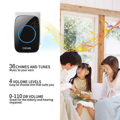 CACAZI H10 1 For 1 Wireless Smart Doorbell without Battery, Plug:UK Plug(Black) - Wireless Doorbell by CACAZI | Online Shopping South Africa | PMC Jewellery