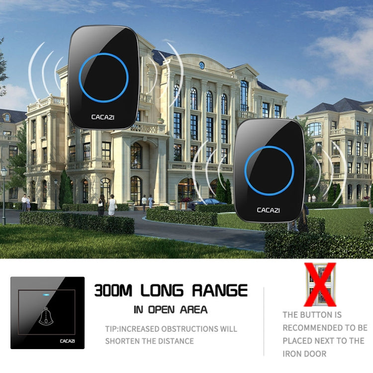 CACAZI H10 1 For 1 Wireless Smart Doorbell without Battery, Plug:UK Plug(Black) - Wireless Doorbell by CACAZI | Online Shopping South Africa | PMC TechLife | Buy Now Pay Later Mobicred
