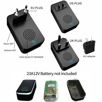 CACAZI Home Smart Digital Wireless Doorbell Remote Electronic Doorbell Elderly Pager, Style: US Plug(Black) - Wireless Doorbell by CACAZI | Online Shopping South Africa | PMC Jewellery | Buy Now Pay Later Mobicred