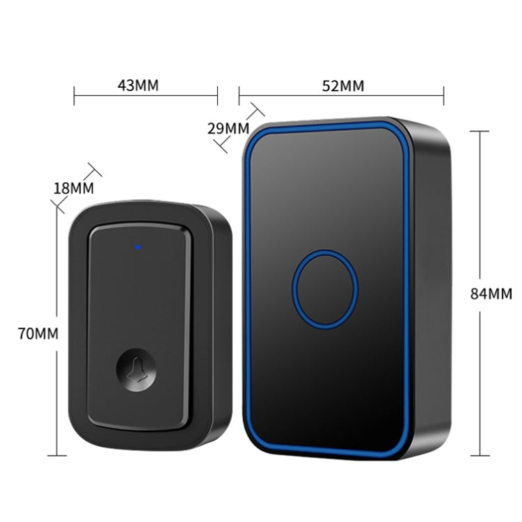 CACAZI A19 1 For 1 Wireless Music Doorbell without Battery, Plug:US Plug(Black) - Wireless Doorbell by CACAZI | Online Shopping South Africa | PMC Jewellery