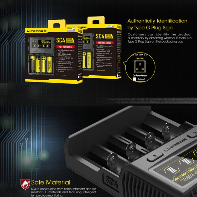 NITECORE 4-Slot Smart LCD Fast Charger, Model: SC4(EU Plug) - Charger & Converter by PMC Jewellery | Online Shopping South Africa | PMC Jewellery | Buy Now Pay Later Mobicred