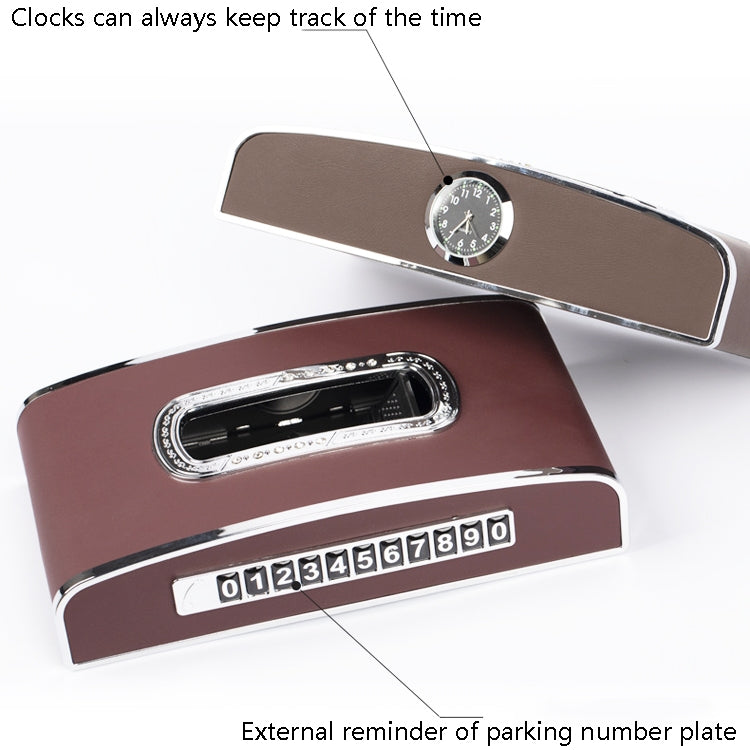 Car Clock Tissue Box Multi-Function Vehicle Instrument Table Paper Towel Box, Style: Clock+Parking Card (Gray) - Tissue Boxes by PMC TechLife | Online Shopping South Africa | PMC TechLife | Buy Now Pay Later Mobicred
