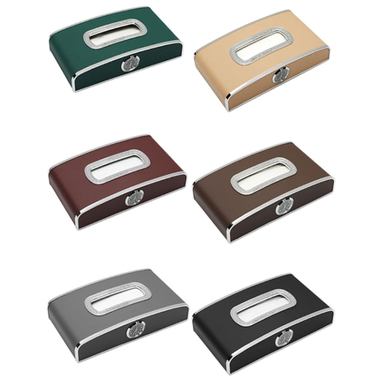 Car Clock Tissue Box Multi-Function Vehicle Instrument Table Paper Towel Box, Style: Clock+Parking Card (Mocha Brown) - Tissue Boxes by PMC TechLife | Online Shopping South Africa | PMC TechLife | Buy Now Pay Later Mobicred