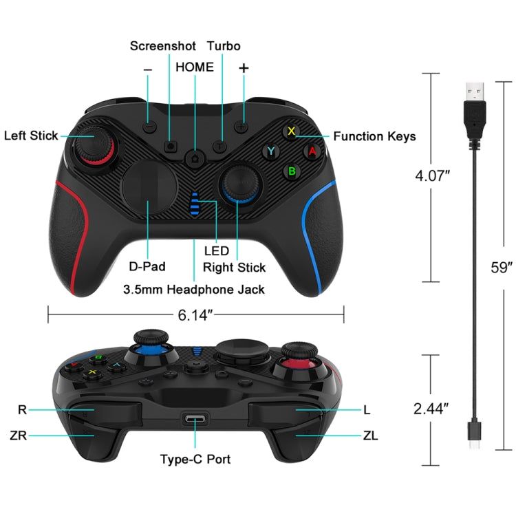 Wireless Gamepad With Wake-Up For Nintendo Switch/Android/IOS/PC, Style: S818 Green Black - Gamepads by PMc TechLife | Online Shopping South Africa | PMc TechLife | Buy Now Pay Later Mobicred