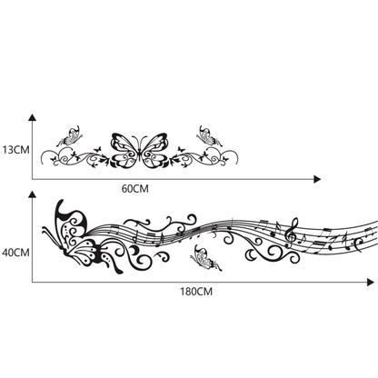 D-347 Butterfly Note Car Sticker Sheet Music Waist Line Body Sticker(Black) - Decorative Sticker by PMC Jewellery | Online Shopping South Africa | PMC Jewellery | Buy Now Pay Later Mobicred