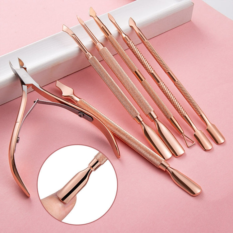 3 PCS Stainless Steel Rose Gold Double-Headed Steel Push Dead Skin Scissors Nail Set,Style: 02  Big Head - Nail Art Equipment by PMC Jewellery | Online Shopping South Africa | PMC Jewellery | Buy Now Pay Later Mobicred